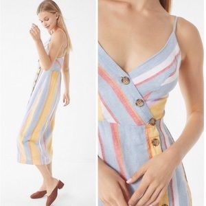 Striped Button-Down Midi Dress